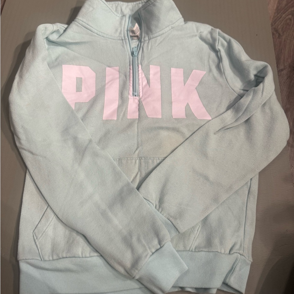 Light Blue PINK Half-Zip Sweatshirt